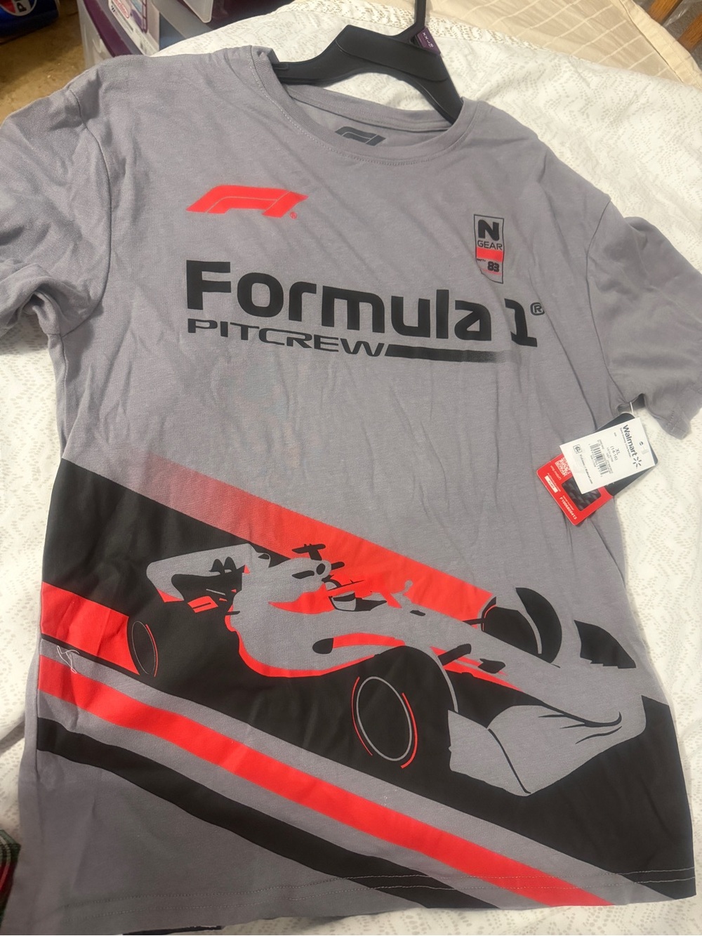 Fila Gray Formula 1 Pit Crew Tee with Red and Black Graphics